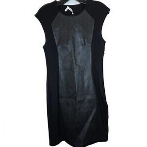 Derek Lam 10 Crosby Black Partial Lambskin sheath dress size M